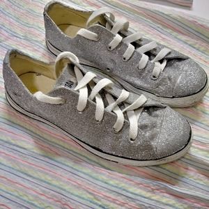 Converse silver glitter white sneakers